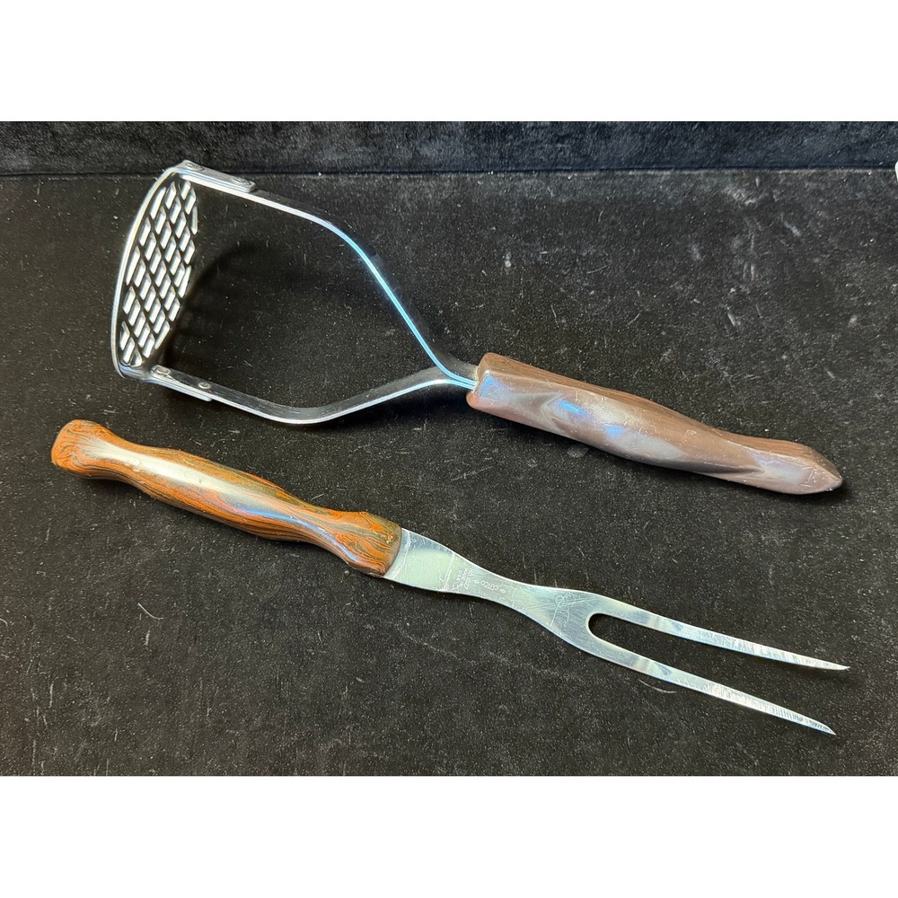 Vintage Cutco Kitchen Tools Set: Potato Masher 1150 KN & Carving Fork 1027 USA